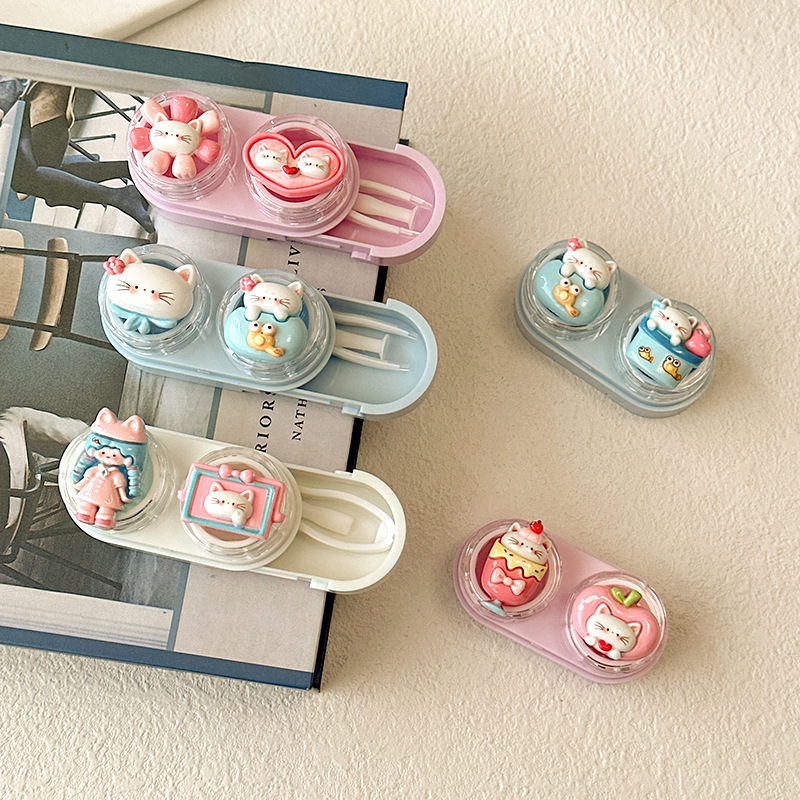 Women Accessories Drawer - Cute Cartoon Cat Contact Lens Case