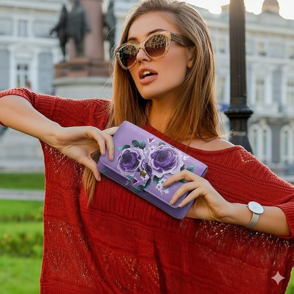 Women'S Accessories Purse - Elegant Floral PU Leather Clutch Wallets