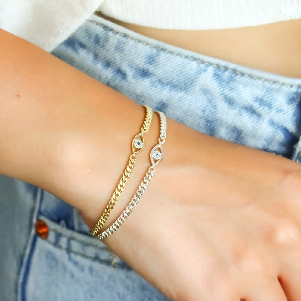 Evil Eye Bracelet - Stonefans Simple Evil Eye Bracelet Cuban