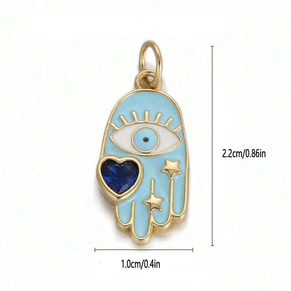 1PC Copper Zircon Plated heart - Evil Eye Bracelet 评论和价格