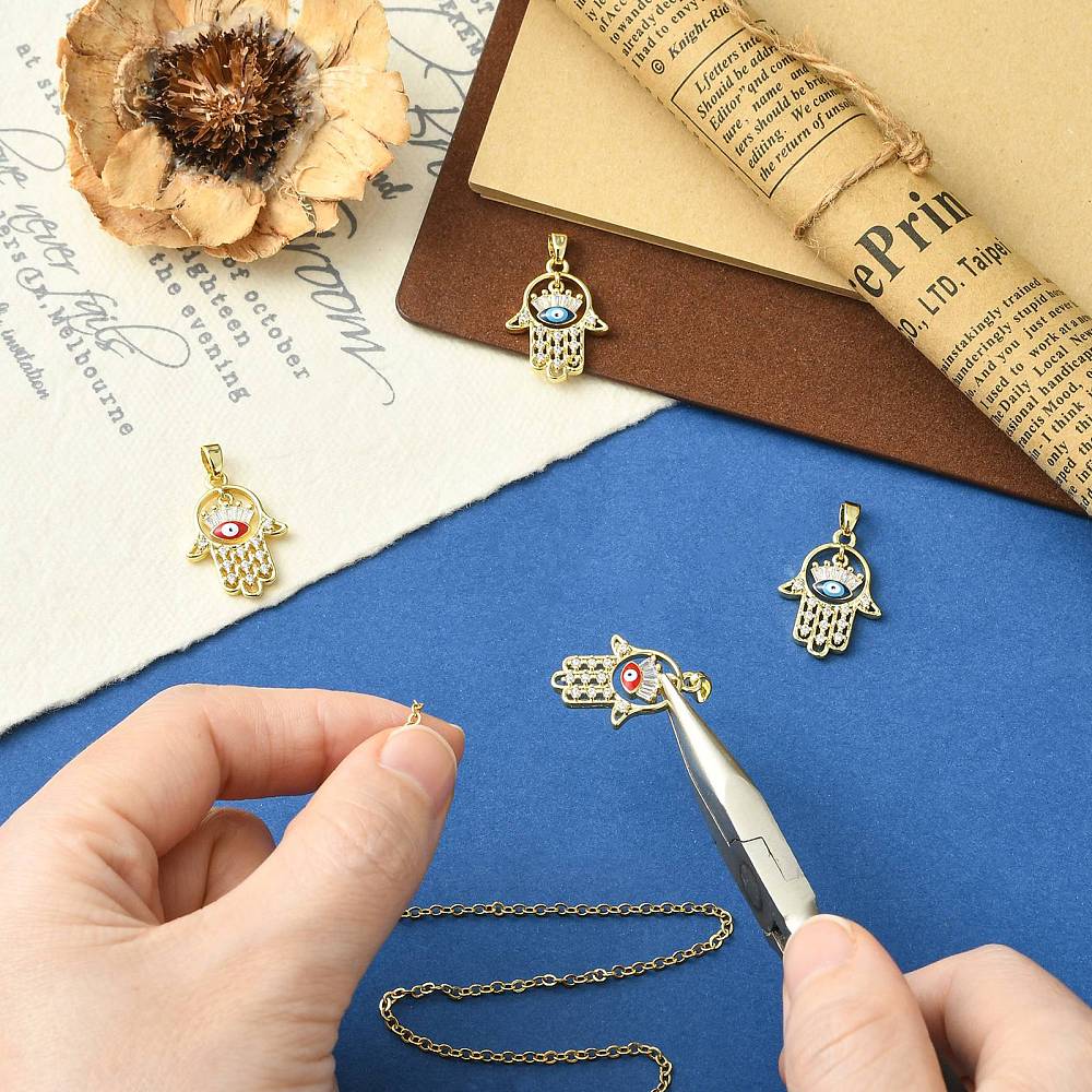 4pcs Alloy Golden Hamsa Hand C - Evil Eye Bracelet 评论和价格