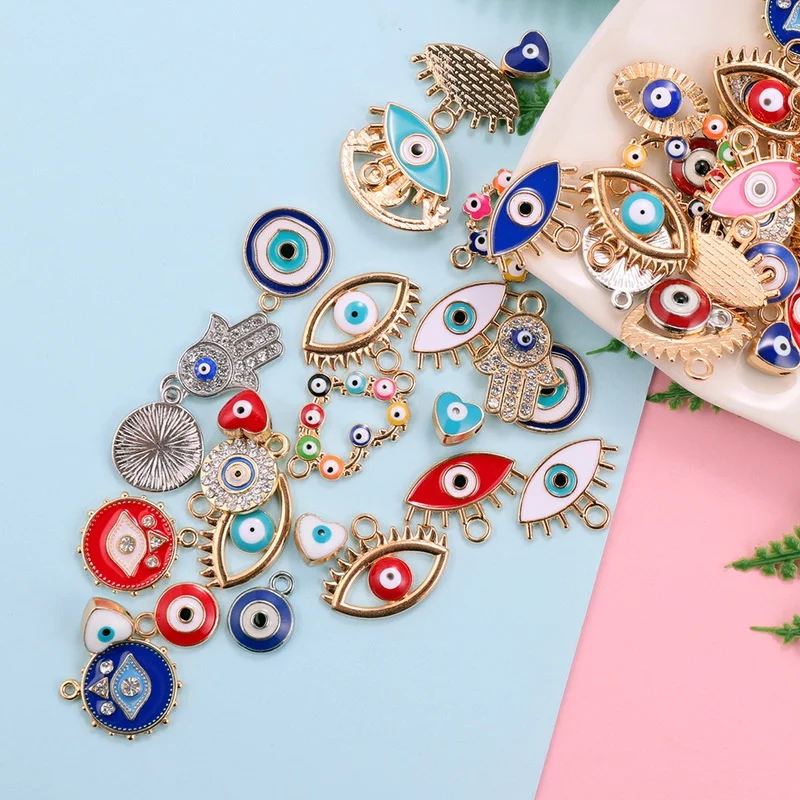 30pcs Mix Alloy Colored Enamel - Evil Eye Bracelet 评论和价格