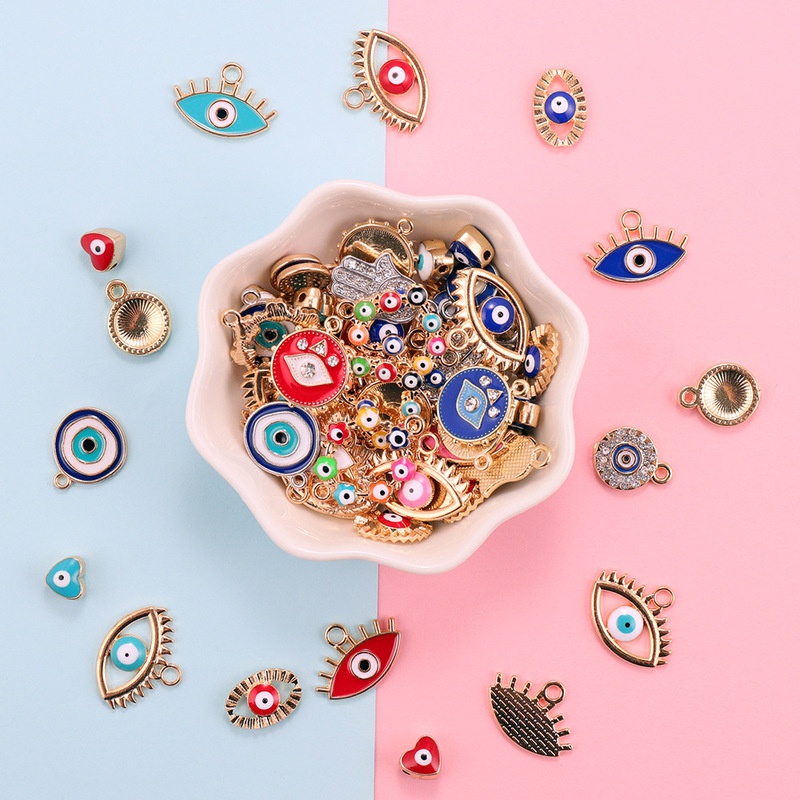 30pcs Mix Alloy Colored Enamel - Evil Eye Bracelet 评论和价格