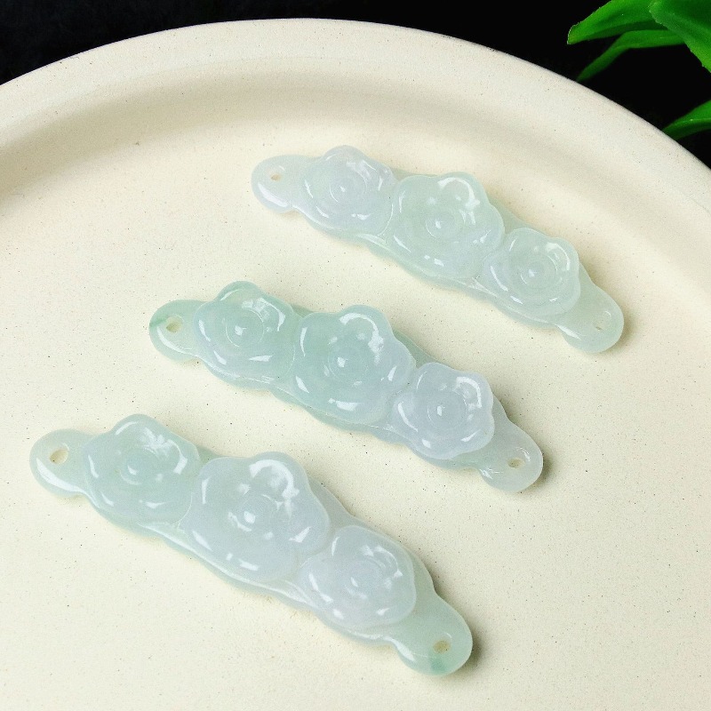 1pc Natural Jadeite Emerald Fl - Women'S Accessories 评论和价格