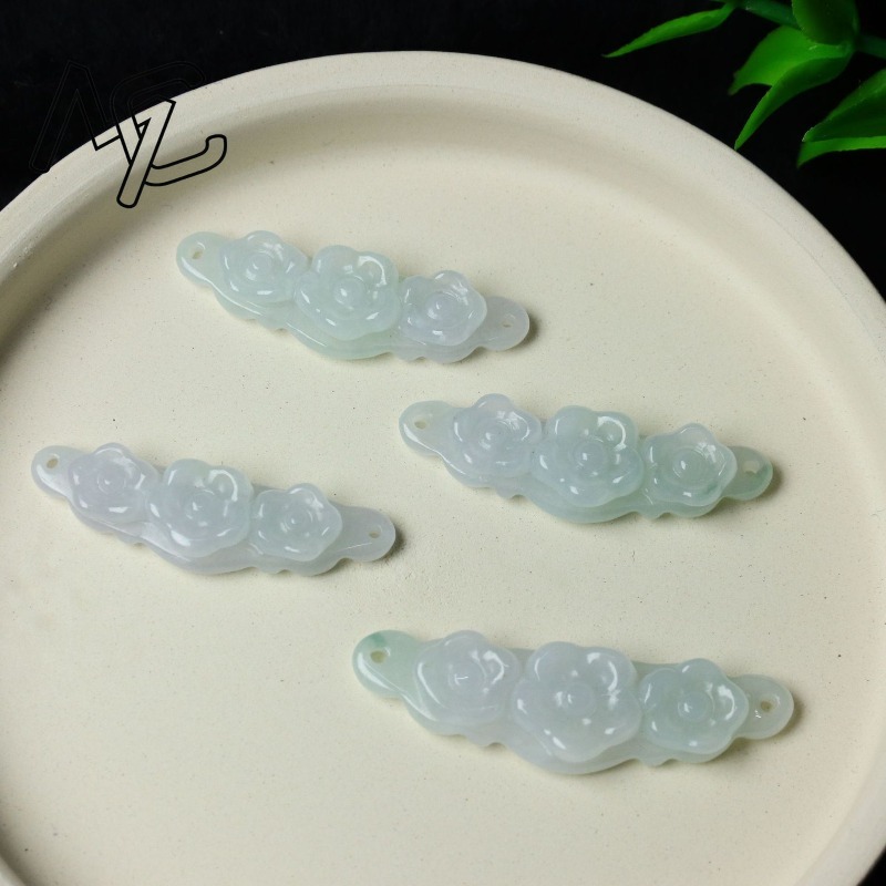 1pc Natural Jadeite Emerald Fl - Women'S Accessories 评论和价格