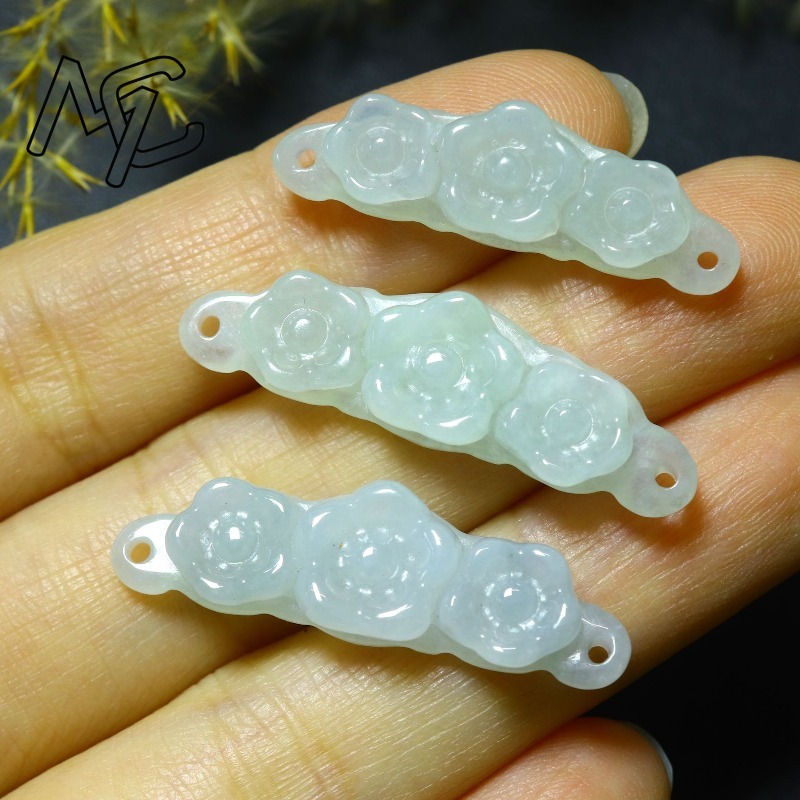 1pc Natural Jadeite Emerald Fl - Women'S Accessories 评论和价格
