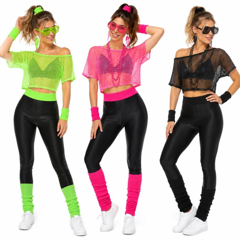 80s Hippie Disco Outfit Set Ne - Women Accessories Kit 评论和价格