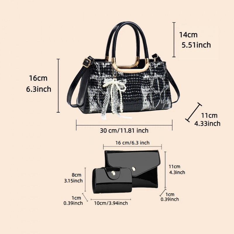 Women's Handbag Set, Crocodile - Women Accessories For Gift 评论和价格
