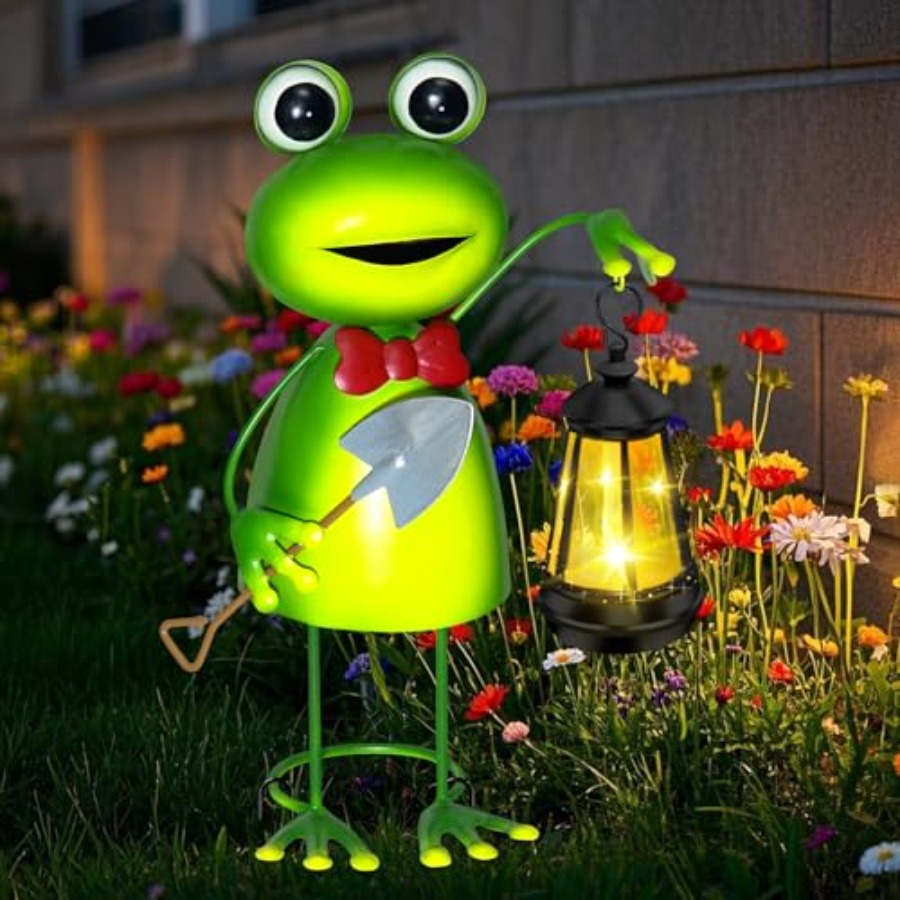 Solar Garden Lights Frog Statu - Women Accessories For Gift 评论和价格